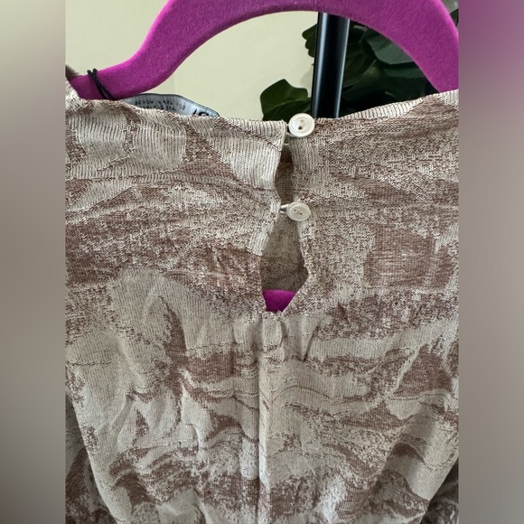 Zara Jacquard Midi Tie Waist Crinkle Detail Dress Brown Full sleeves high neck M - Picture 8 of 17